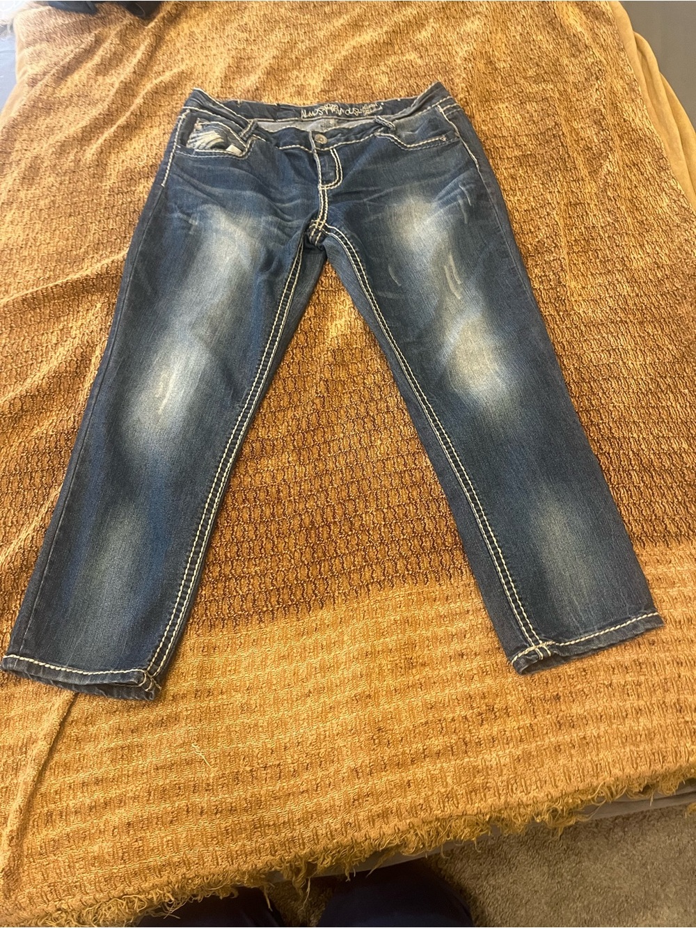 Almost Famous  Dark Blue Washed Slim Jeans Capris